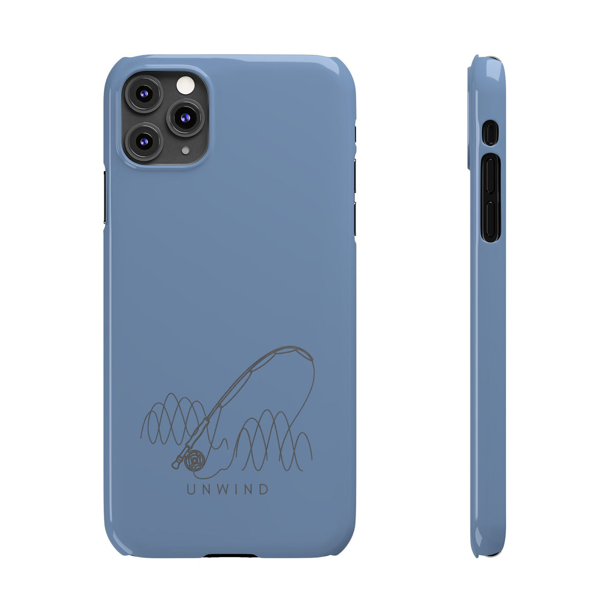 Unwind Fishing Slim Phone Case — Minimal Rod & "UNWIND" Design