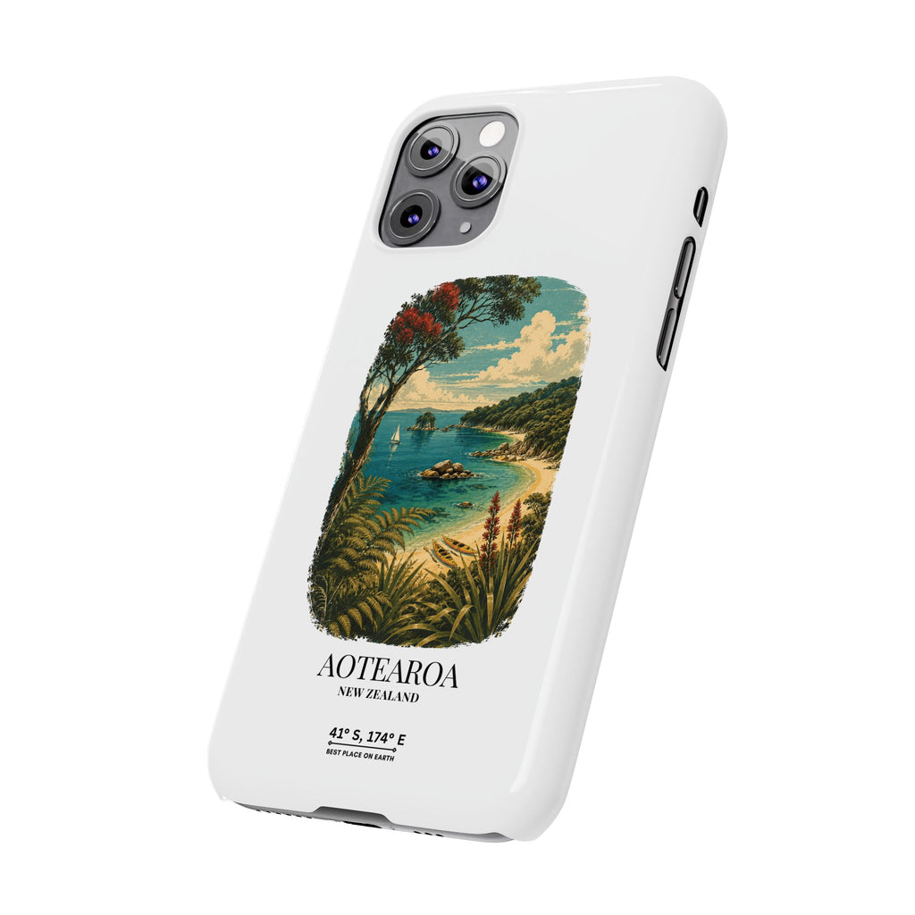 Aotearoa Vintage Landscape Slim Phone Case — New Zealand Able Tasman Design