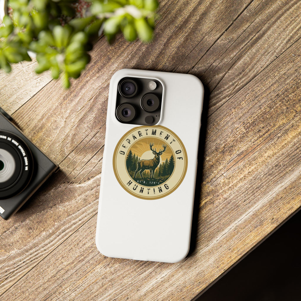 'Department of Hunting' Vintage Deer Logo - Slim Phone Case