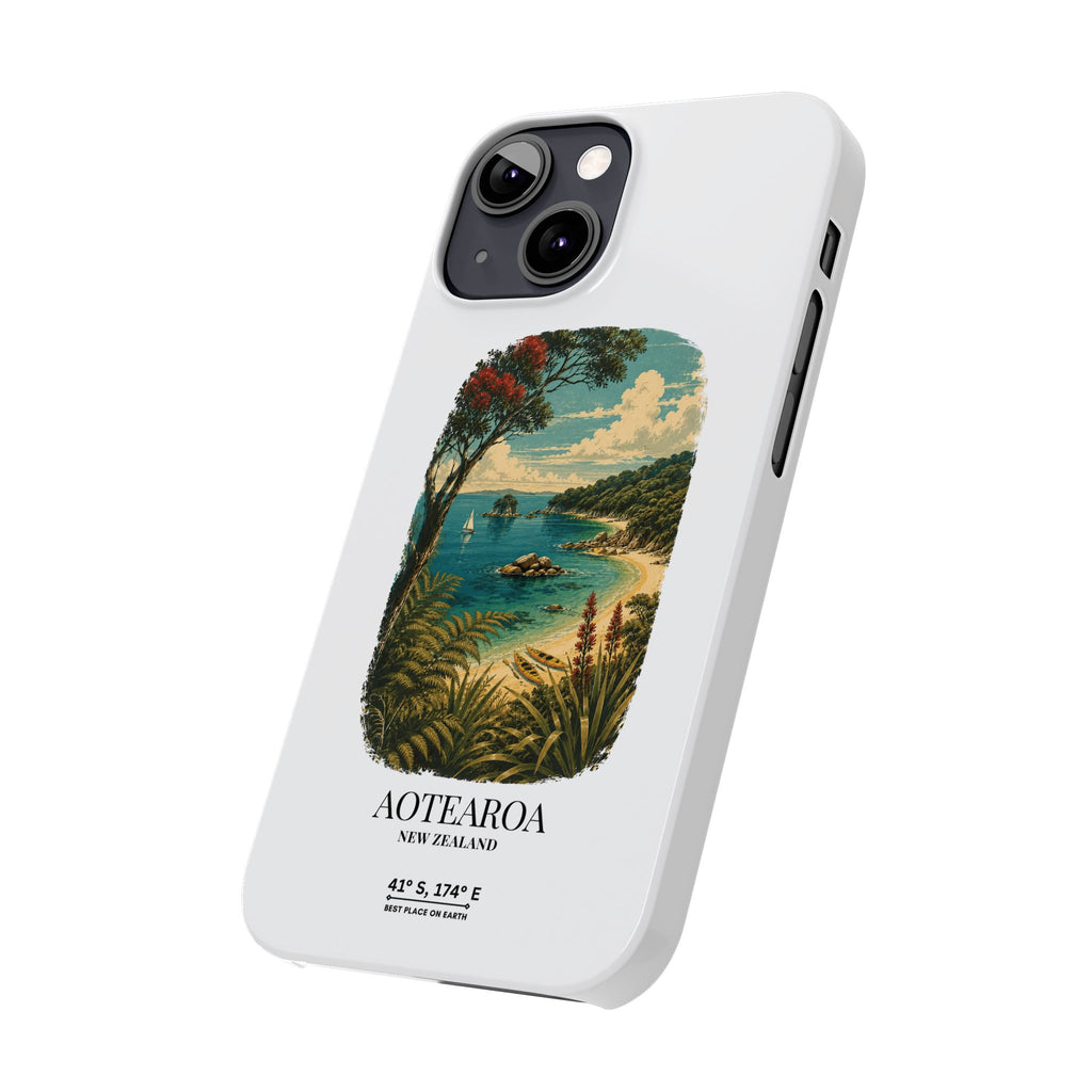 Aotearoa Vintage Landscape Slim Phone Case — New Zealand Able Tasman Design