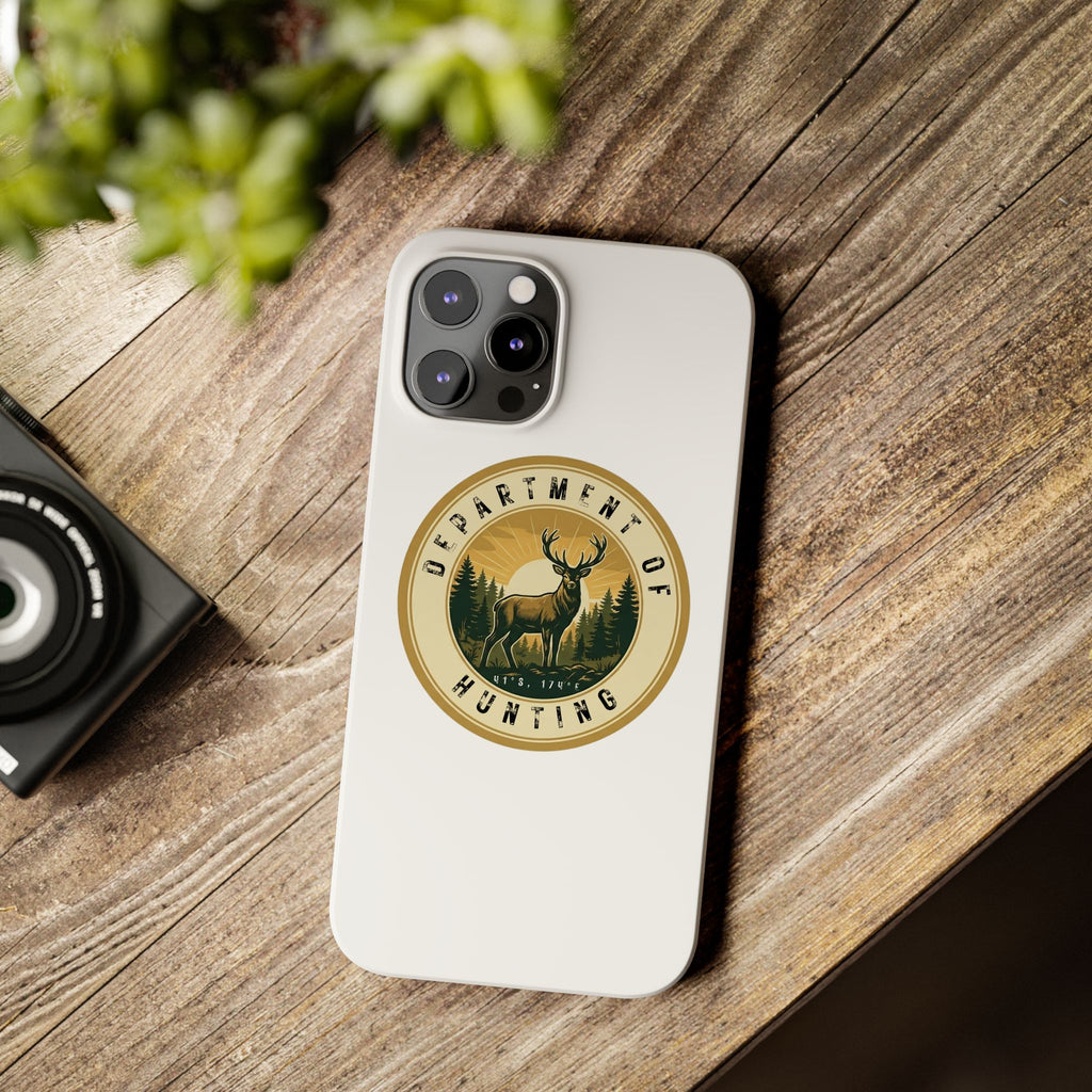 'Department of Hunting' Vintage Deer Logo - Slim Phone Case