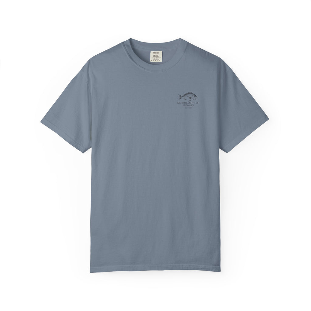 Department of Fishing Graphic T-Shirt — Small Left Chest Fish Design