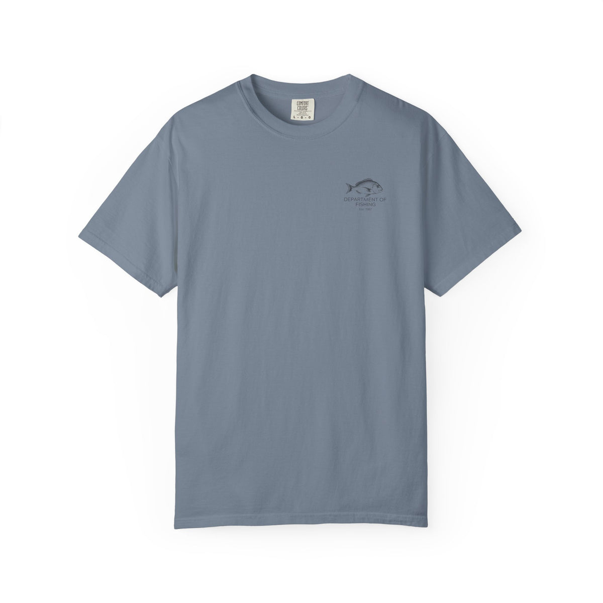 Department of Fishing Graphic T-Shirt — Small Left Chest Fish Design
