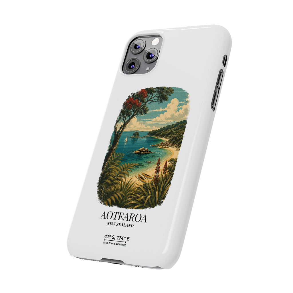 Aotearoa Vintage Landscape Slim Phone Case — New Zealand Able Tasman Design
