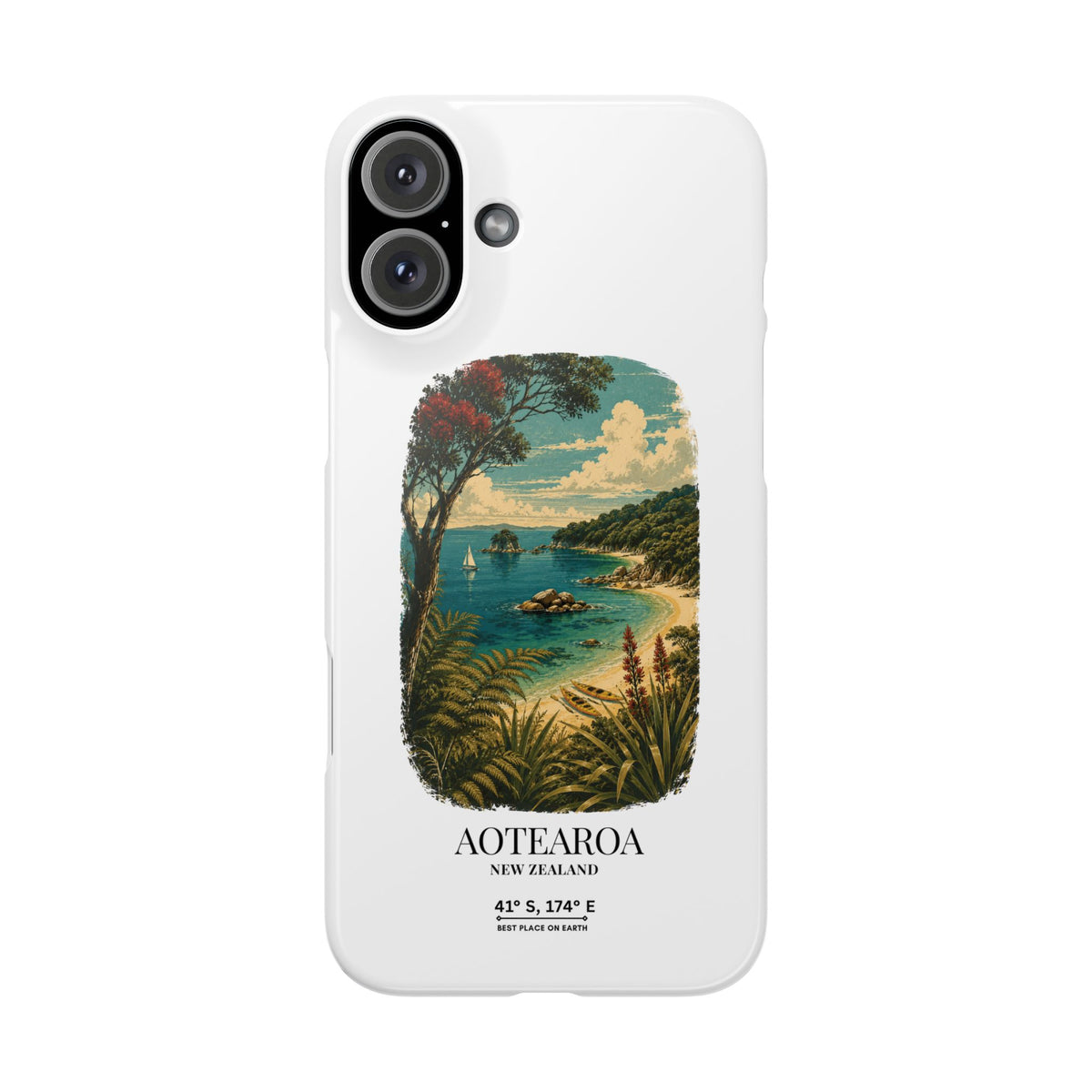 Aotearoa Vintage Landscape Slim Phone Case — New Zealand Able Tasman Design