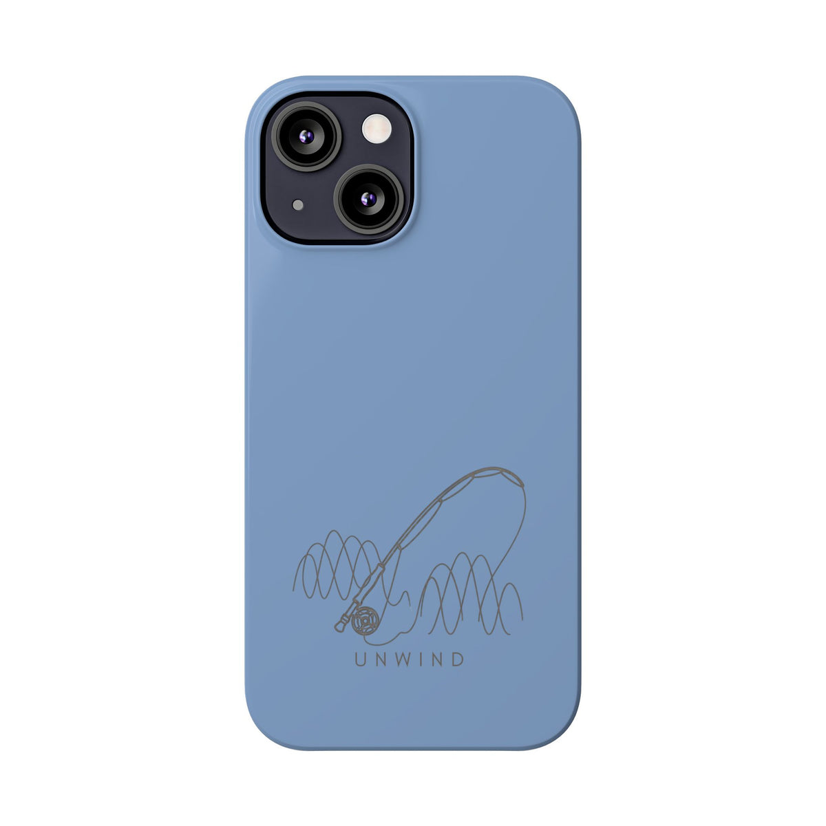 Unwind Fishing Slim Phone Case — Minimal Rod & "UNWIND" Design
