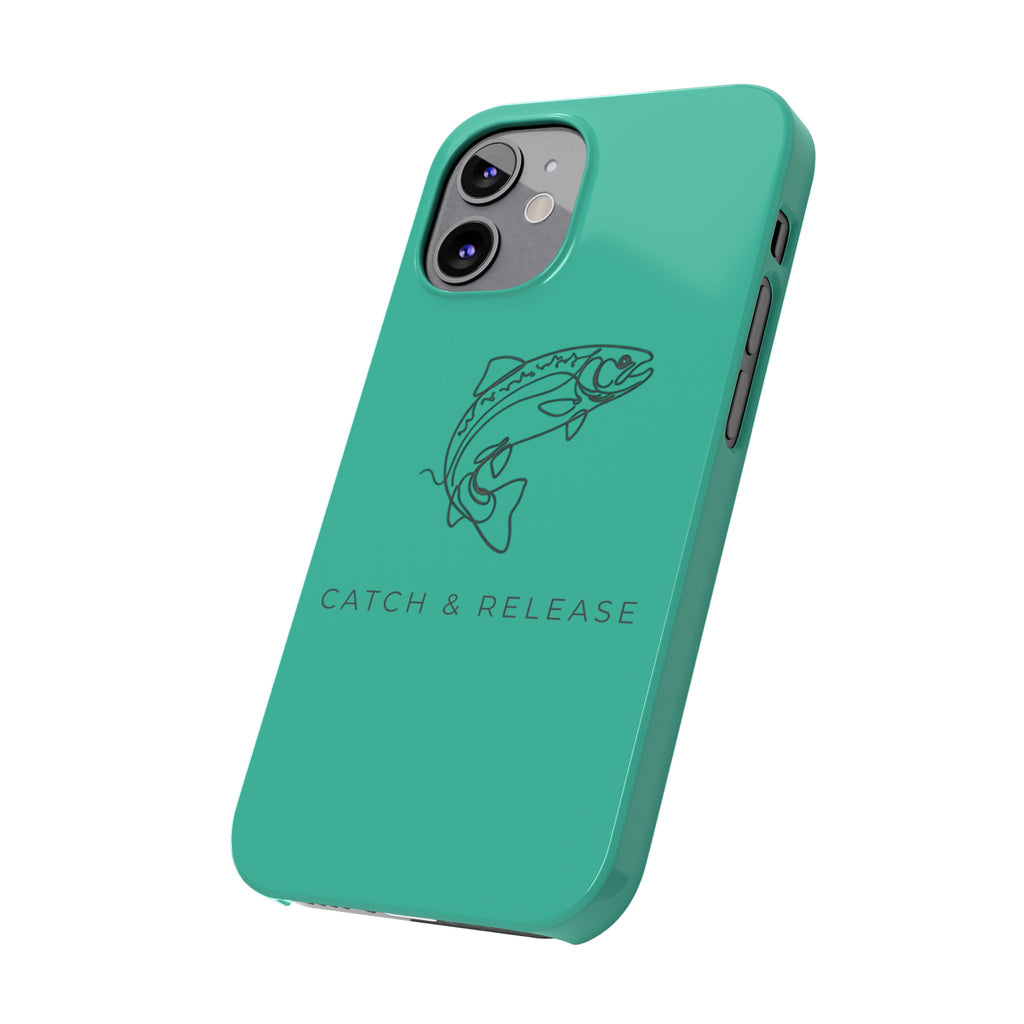 Catch & Release Slim Phone Case — Minimalist Fishing Trout Design