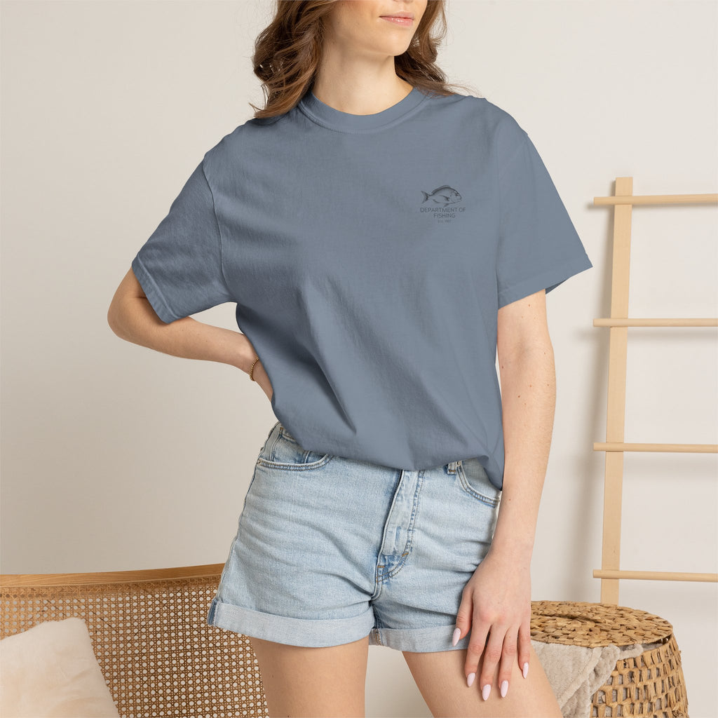 Department of Fishing Graphic T-Shirt — Small Left Chest Fish Design