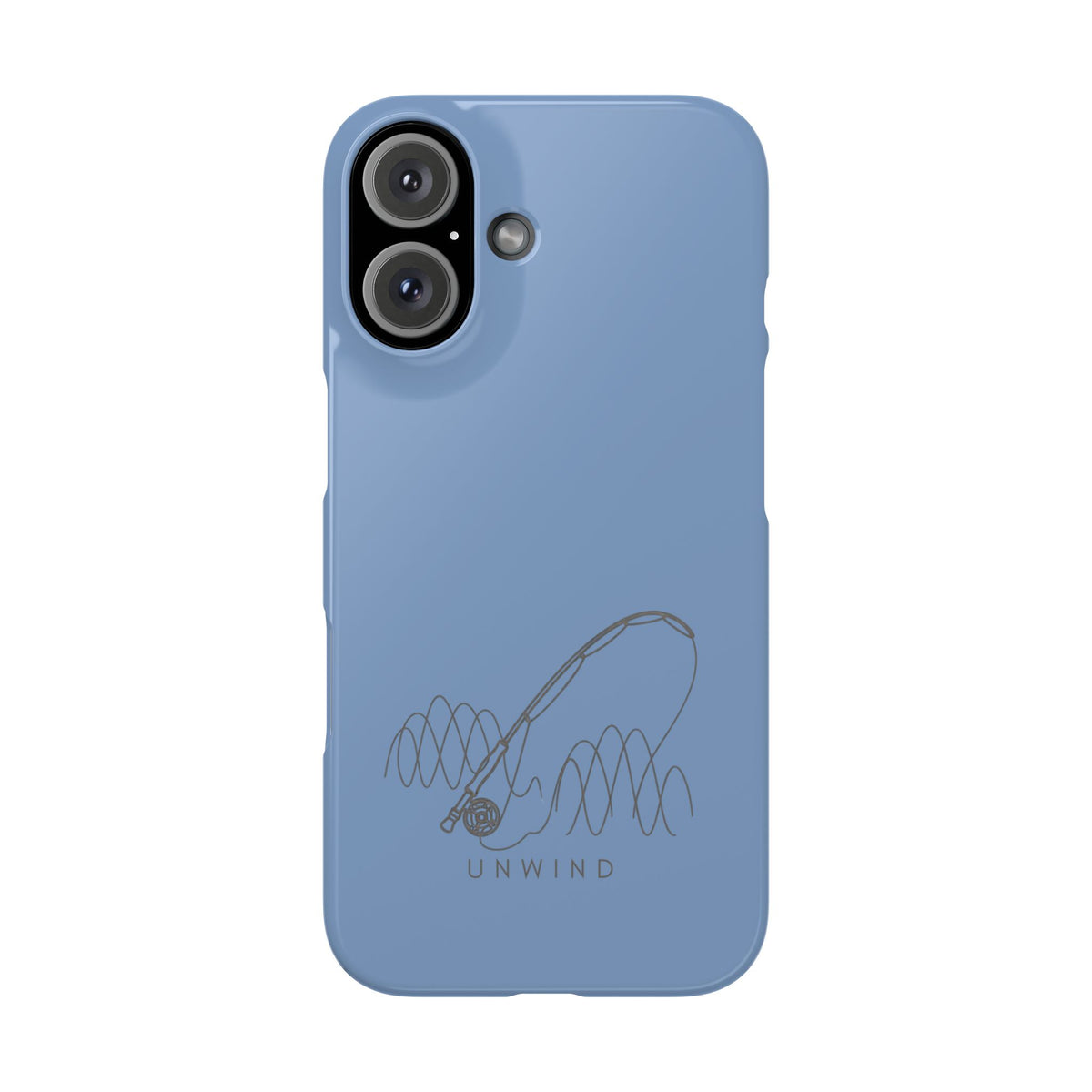Unwind Fishing Slim Phone Case — Minimal Rod & "UNWIND" Design