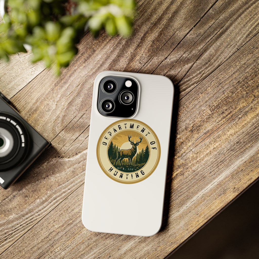 'Department of Hunting' Vintage Deer Logo - Slim Phone Case