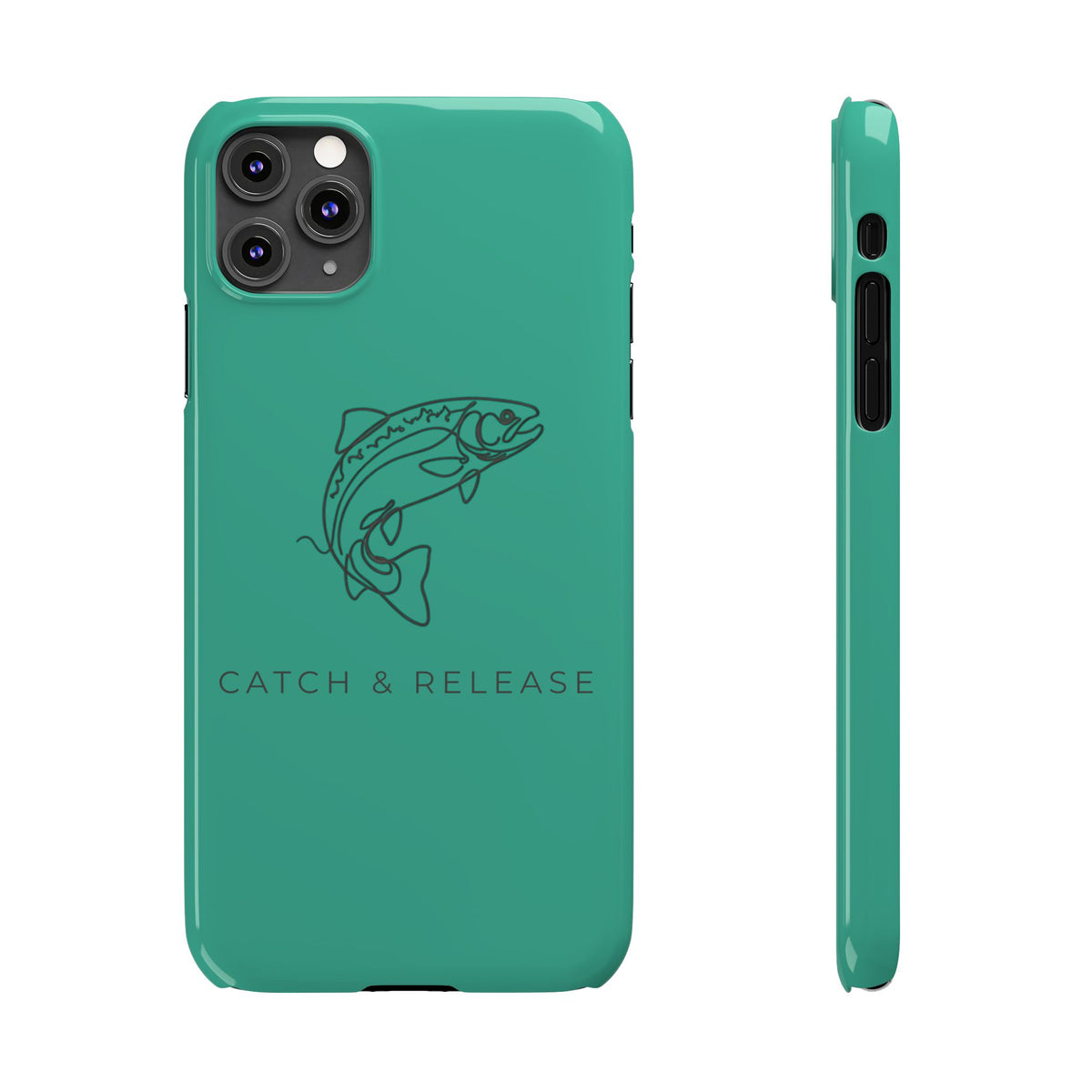 Catch & Release Slim Phone Case — Minimalist Fishing Trout Design