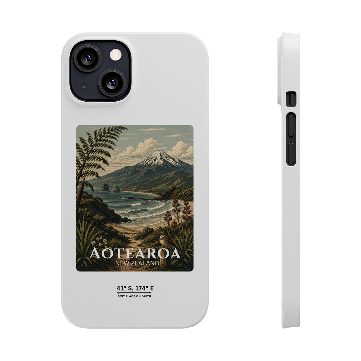 Aotearoa Vintage Landscape Slim Phone Case — New Zealand Mt Taranaki Design