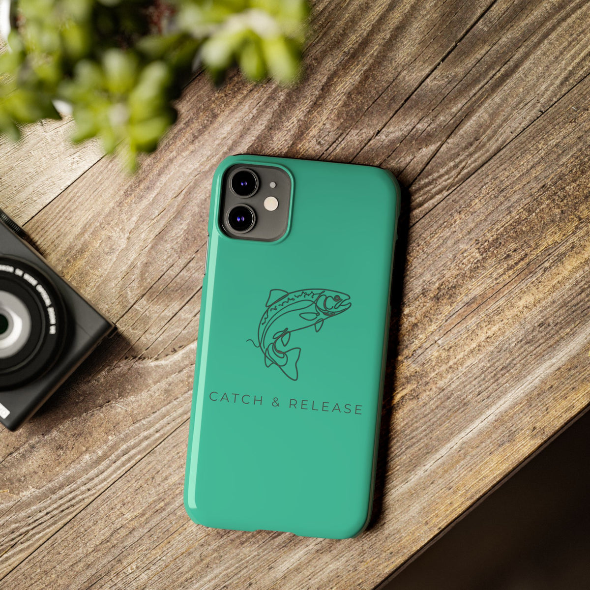 Catch & Release Slim Phone Case — Minimalist Fishing Trout Design