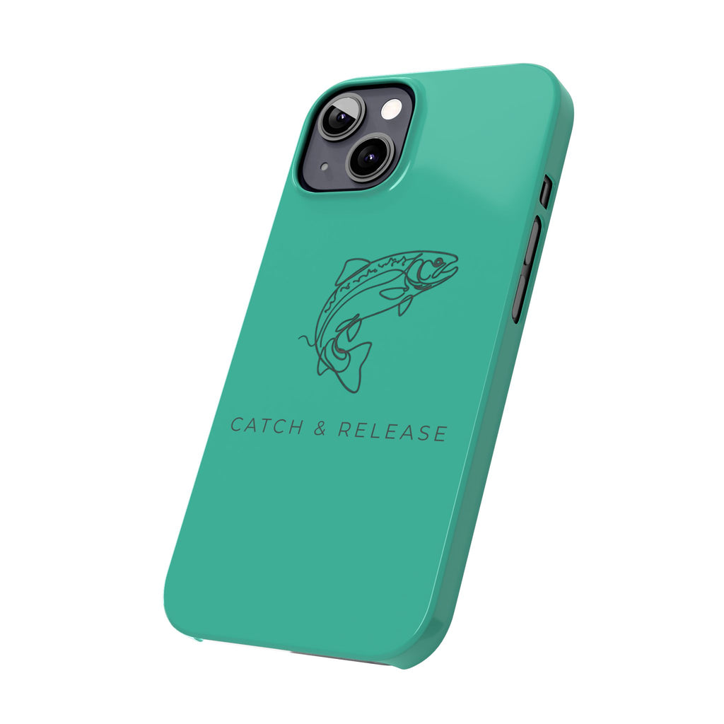 Catch & Release Slim Phone Case — Minimalist Fishing Trout Design