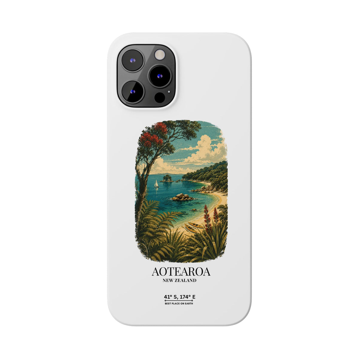 Aotearoa Vintage Landscape Slim Phone Case — New Zealand Able Tasman Design