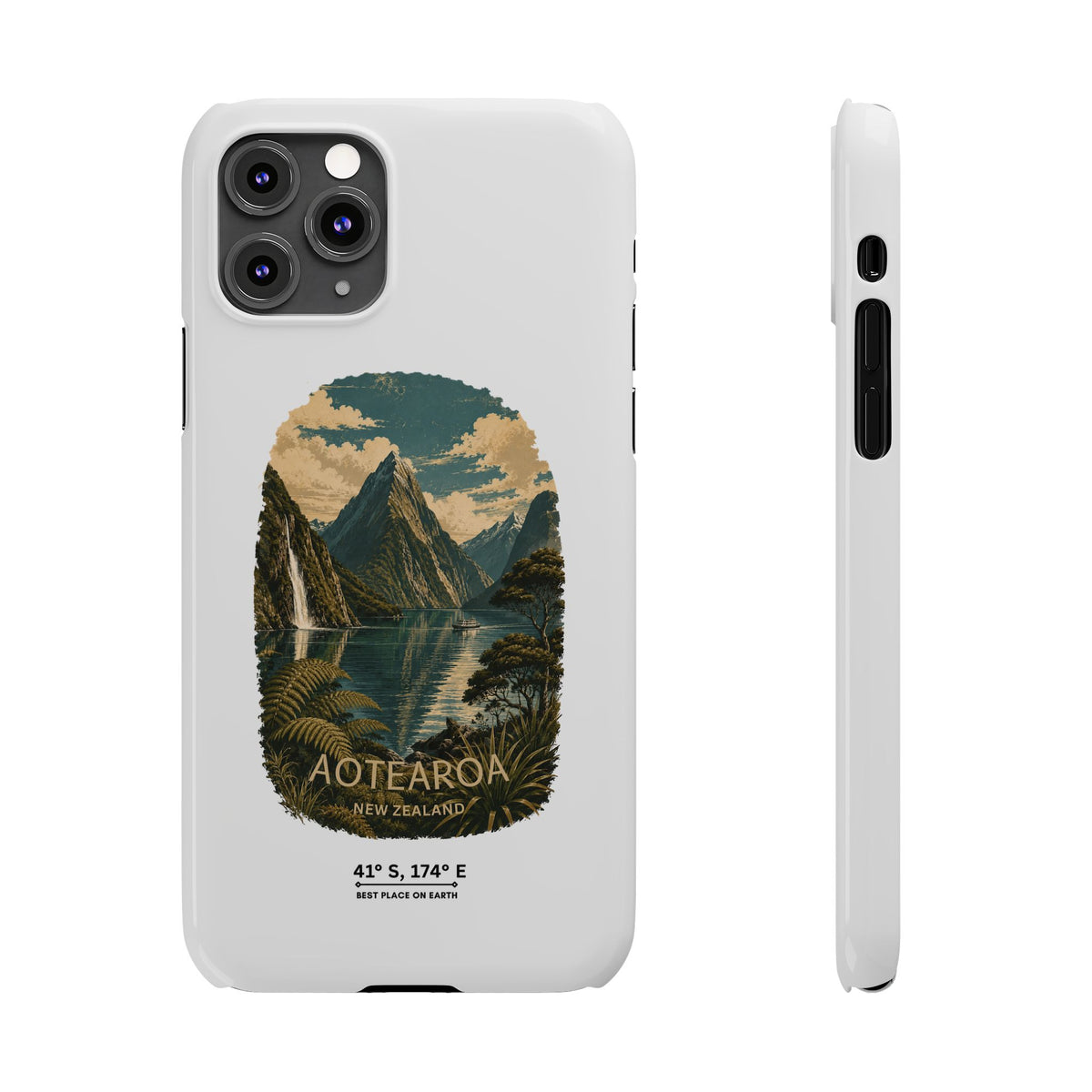 Aotearoa Vintage Landscape Slim Phone Case — New Zealand Milford Sound Design