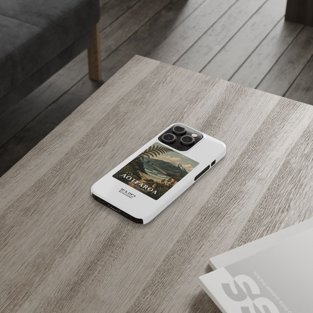 Aotearoa Vintage Landscape Slim Phone Case — New Zealand Mt Taranaki Design