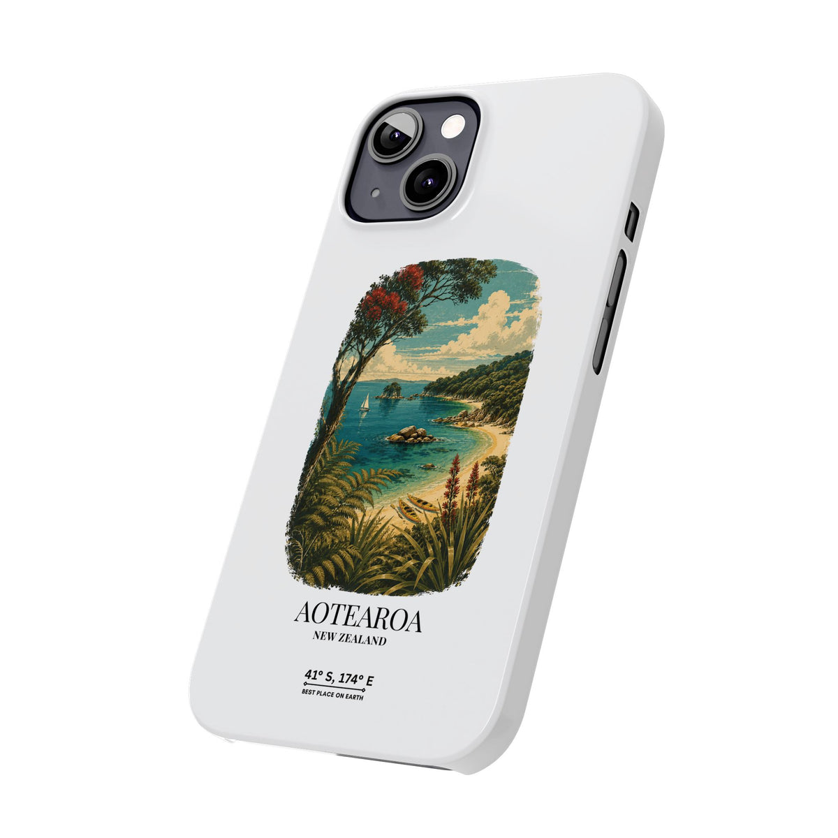 Aotearoa Vintage Landscape Slim Phone Case — New Zealand Able Tasman Design