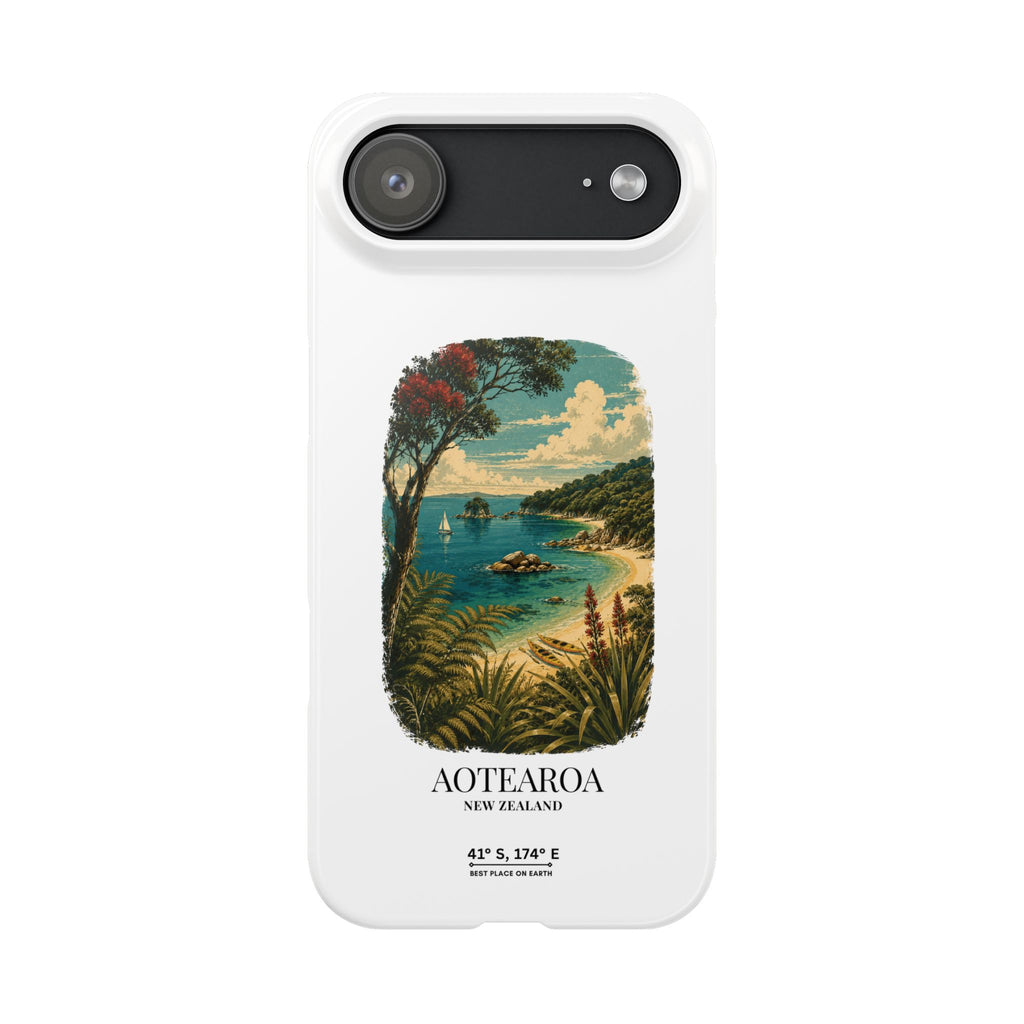 Aotearoa Vintage Landscape Slim Phone Case — New Zealand Able Tasman Design