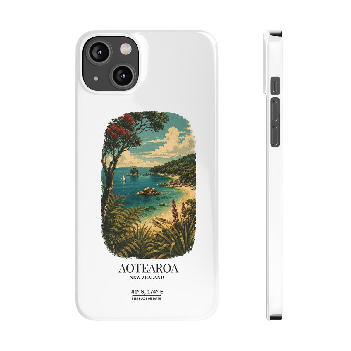 Aotearoa Vintage Landscape Slim Phone Case — New Zealand Able Tasman Design
