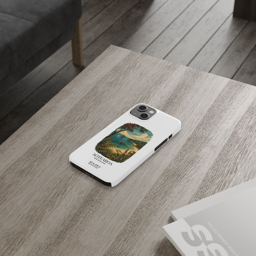 Aotearoa Vintage Landscape Slim Phone Case — New Zealand Able Tasman Design