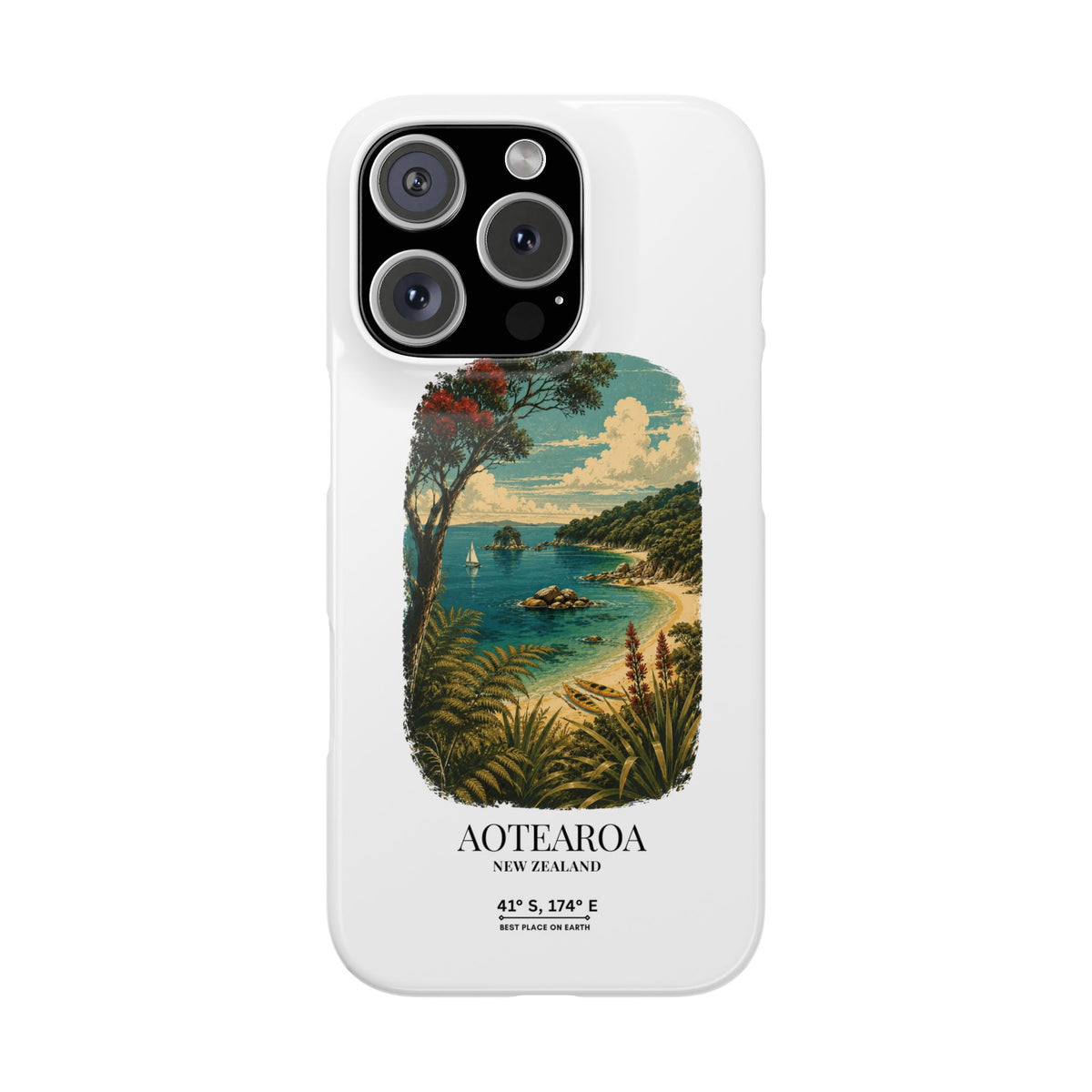 Aotearoa Vintage Landscape Slim Phone Case — New Zealand Able Tasman Design