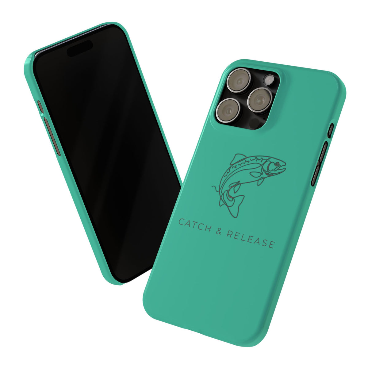 Catch & Release Slim Phone Case — Minimalist Fishing Trout Design