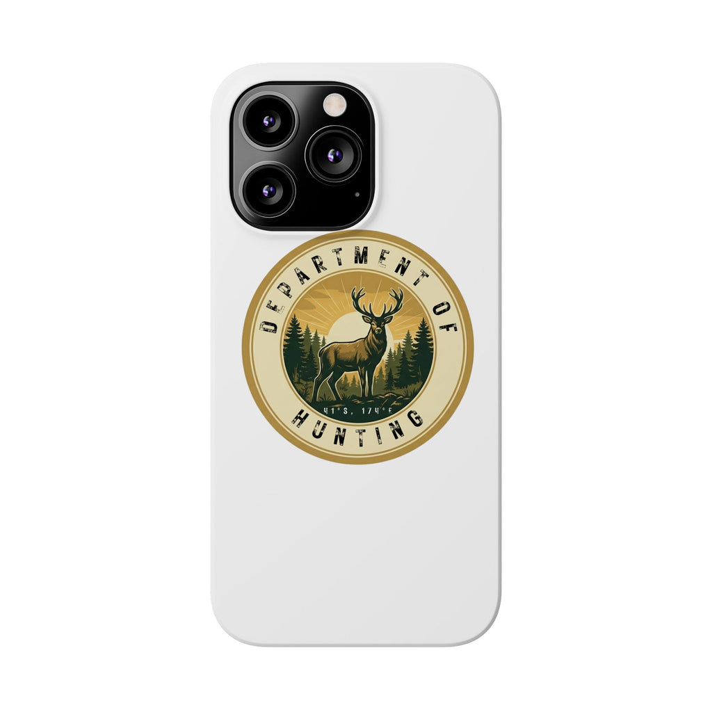 'Department of Hunting' Vintage Deer Logo - Slim Phone Case