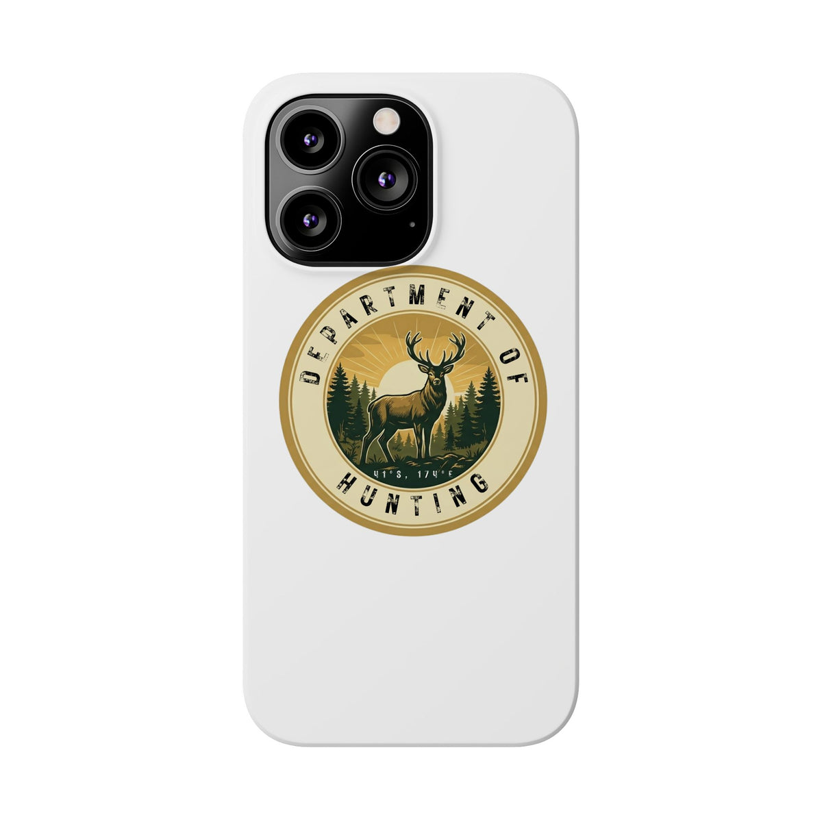 'Department of Hunting' Vintage Deer Logo - Slim Phone Case