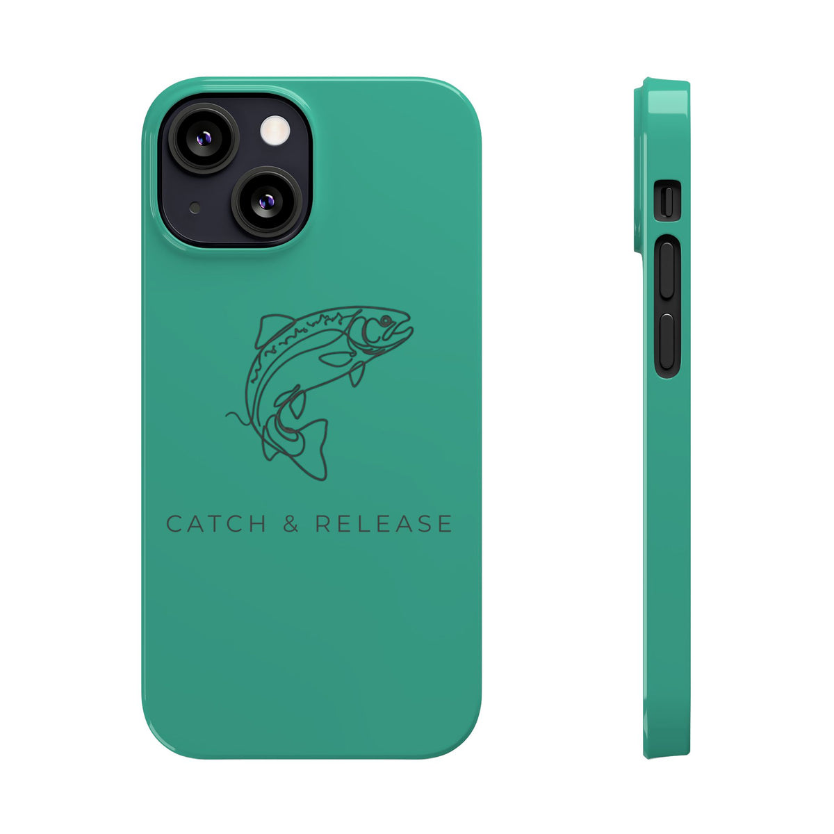 Catch & Release Slim Phone Case — Minimalist Fishing Trout Design