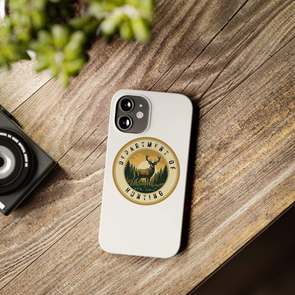 'Department of Hunting' Vintage Deer Logo - Slim Phone Case