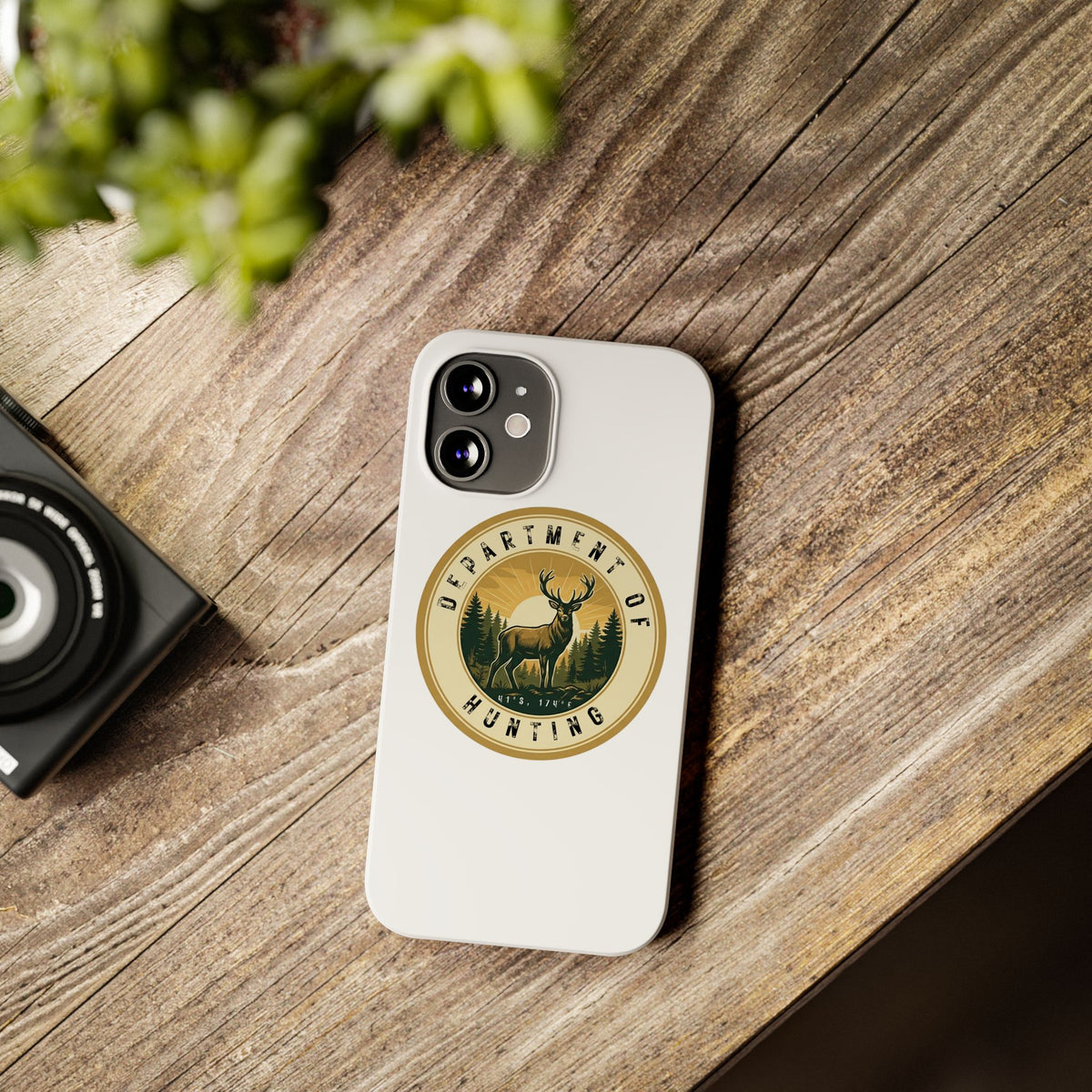 'Department of Hunting' Vintage Deer Logo - Slim Phone Case