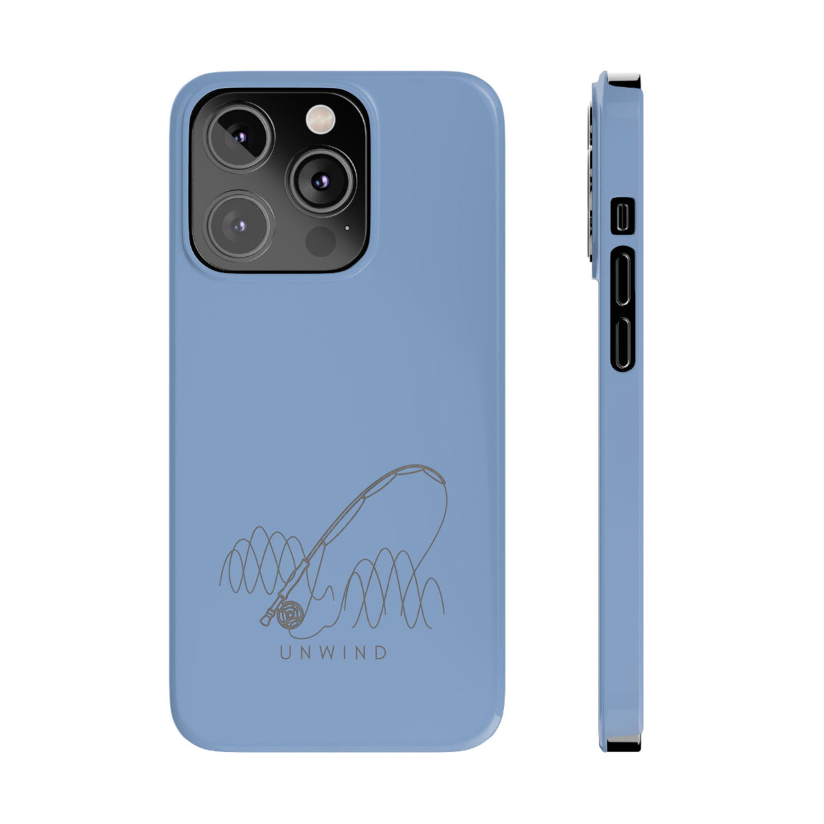 Unwind Fishing Slim Phone Case — Minimal Rod & "UNWIND" Design