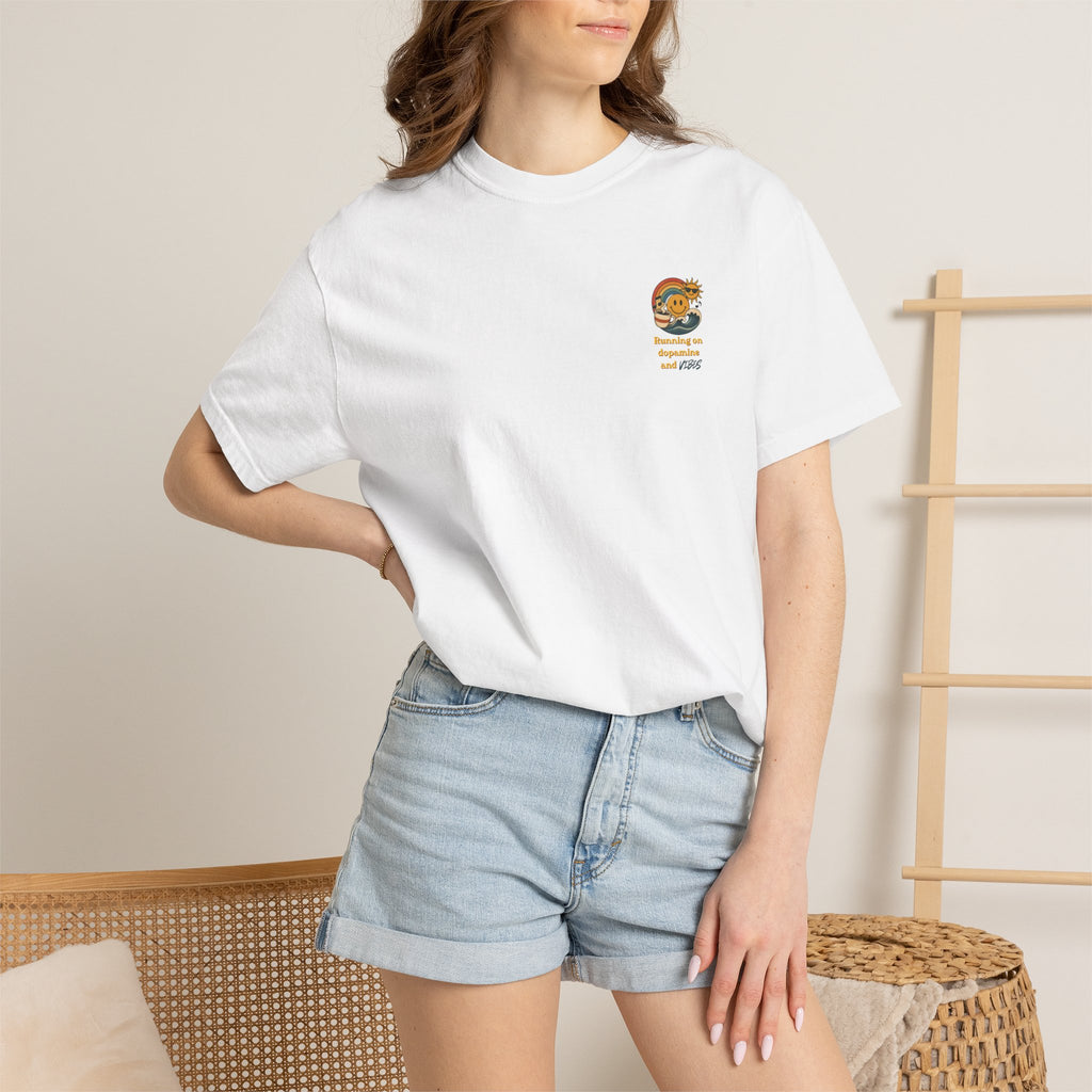 Running on Dopamine and Vibes - Small Chest Logo Tee