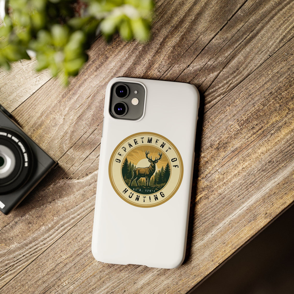 'Department of Hunting' Vintage Deer Logo - Slim Phone Case