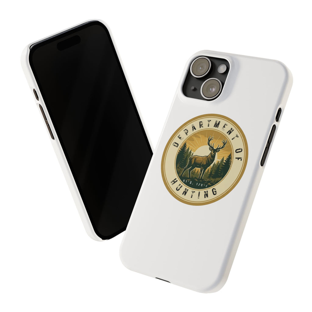 'Department of Hunting' Vintage Deer Logo - Slim Phone Case