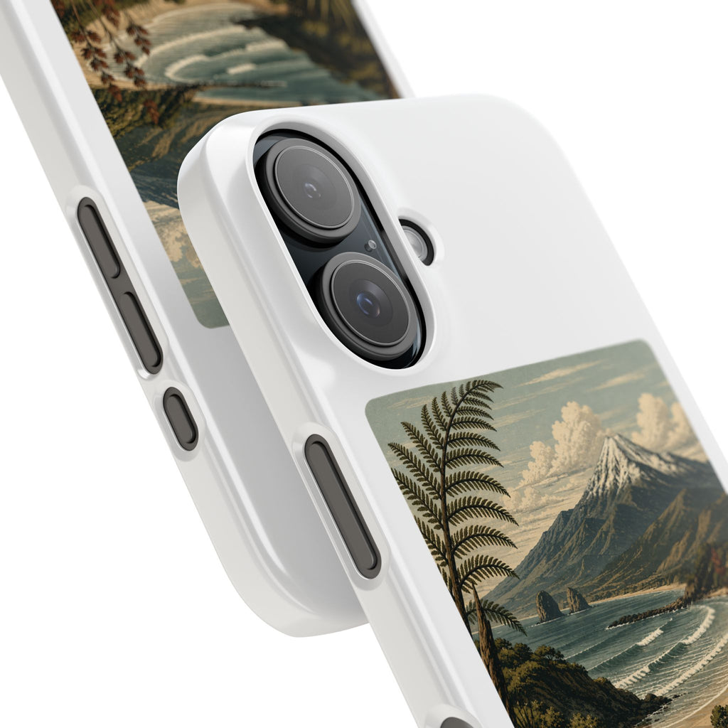 Aotearoa Vintage Landscape Slim Phone Case — New Zealand Mt Taranaki Design