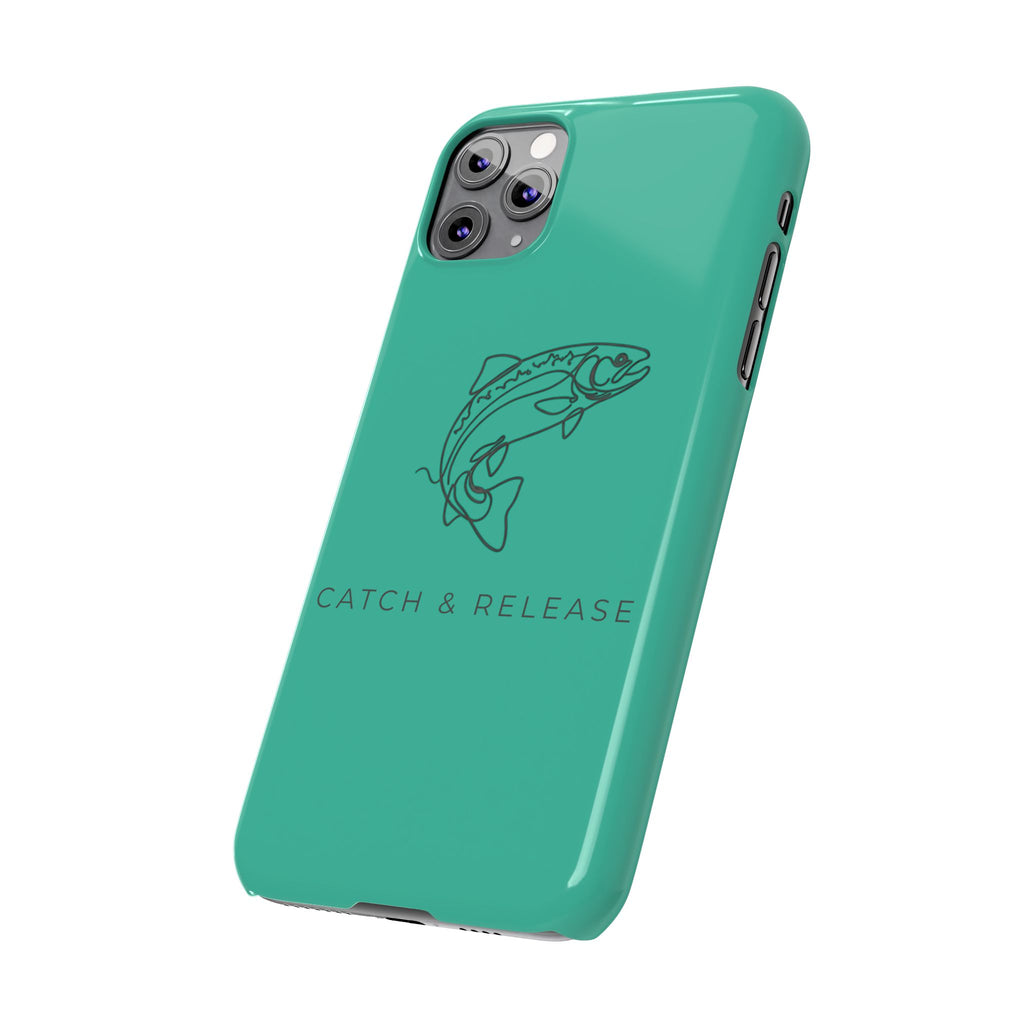 Catch & Release Slim Phone Case — Minimalist Fishing Trout Design