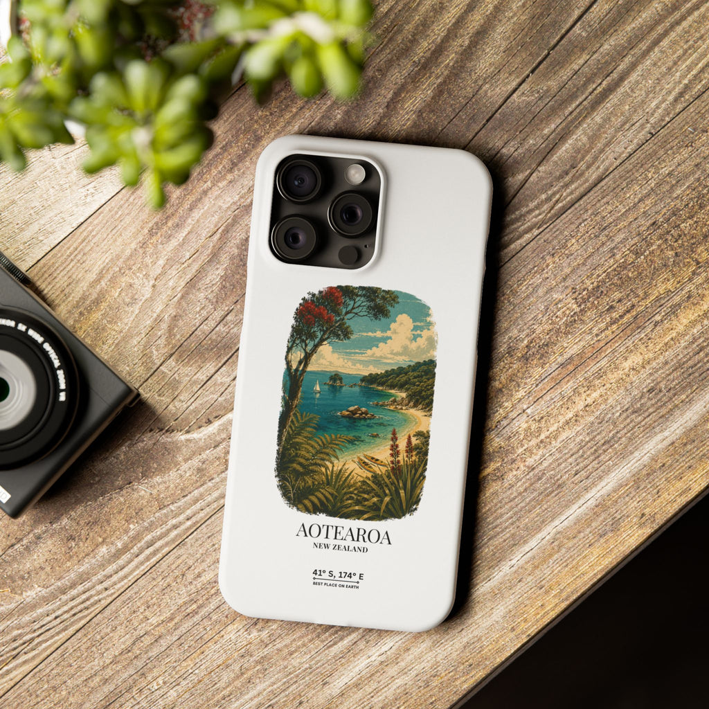Aotearoa Vintage Landscape Slim Phone Case — New Zealand Able Tasman Design