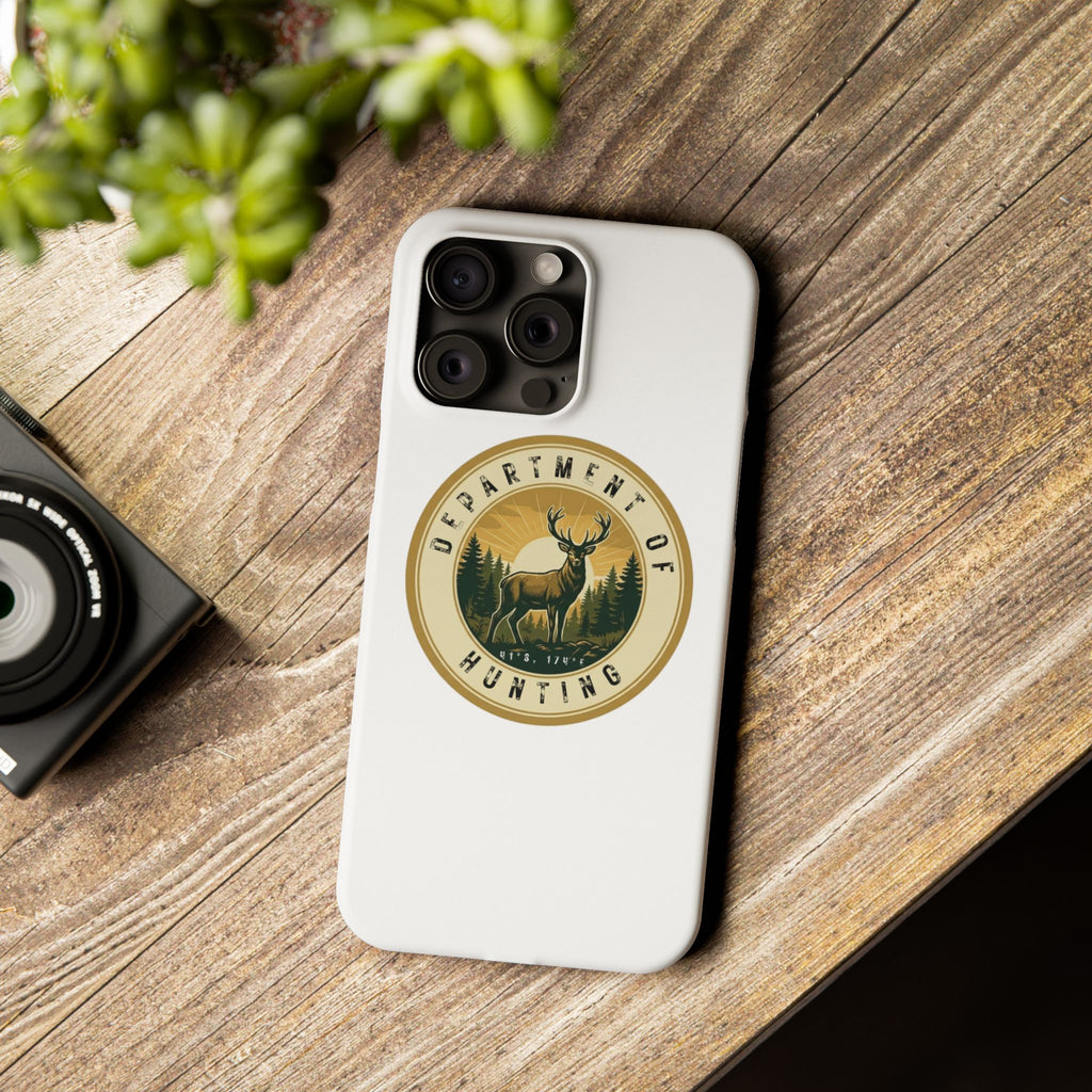 'Department of Hunting' Vintage Deer Logo - Slim Phone Case