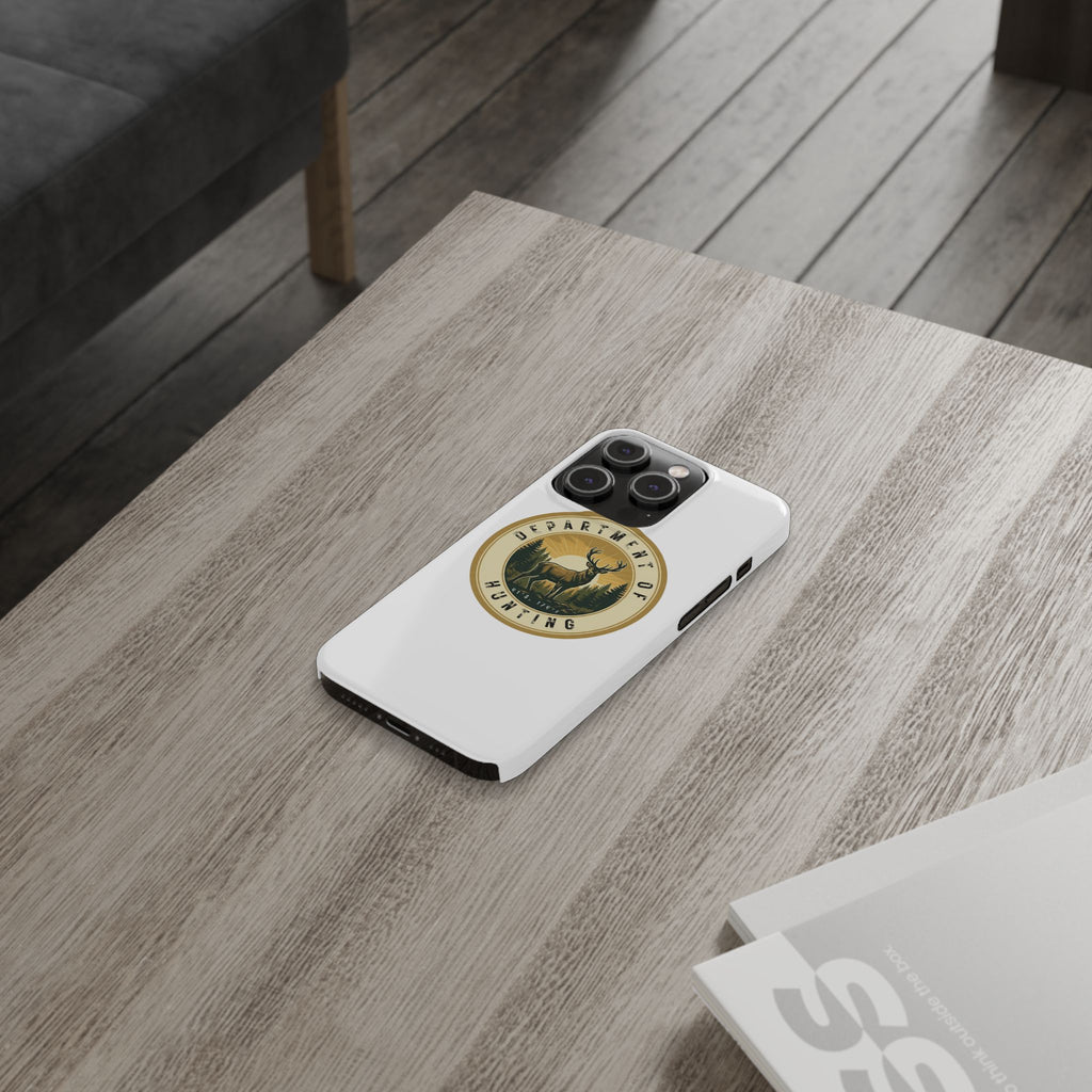 'Department of Hunting' Vintage Deer Logo - Slim Phone Case
