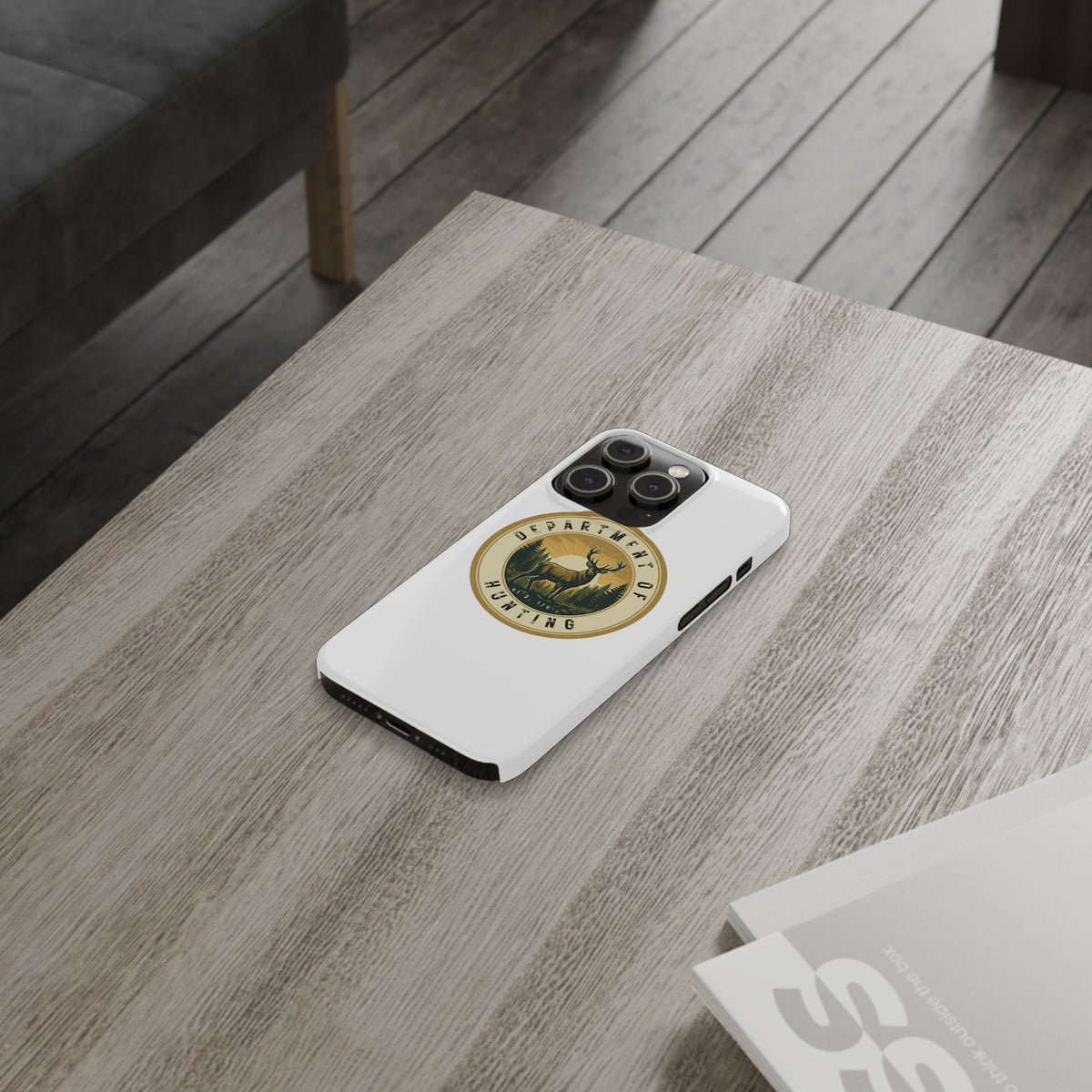 'Department of Hunting' Vintage Deer Logo - Slim Phone Case