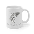 'Catch and Release' Line Art Design - 11oz Ceramic Mug