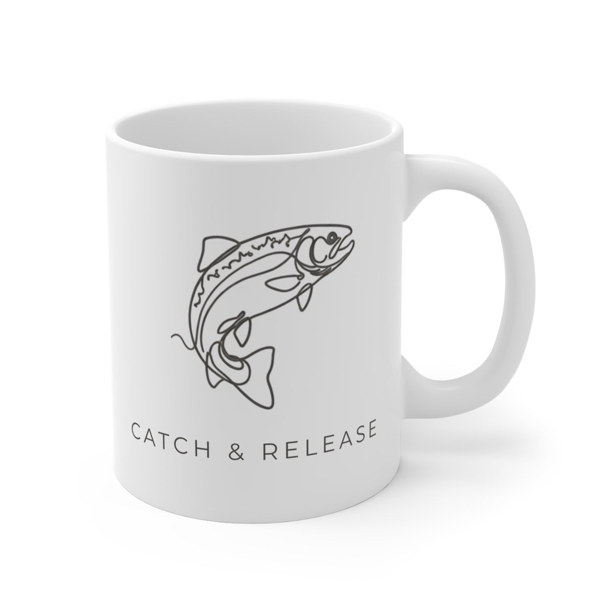 'Catch and Release' Line Art Design - 11oz Ceramic Mug