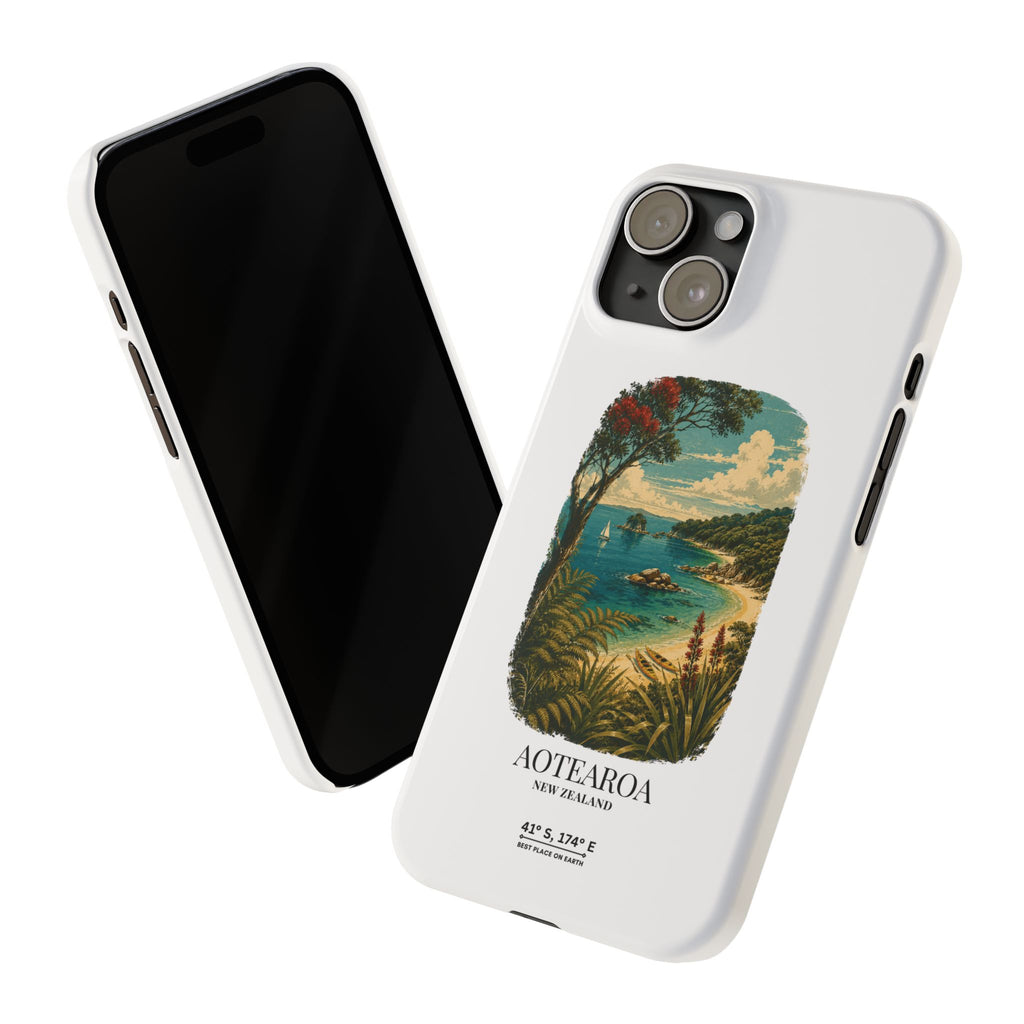 Aotearoa Vintage Landscape Slim Phone Case — New Zealand Able Tasman Design
