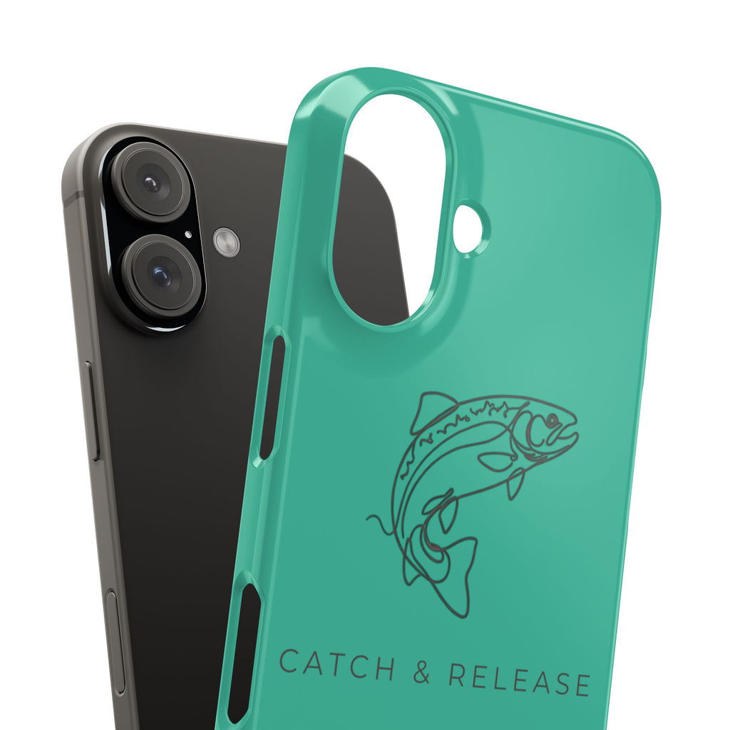 Catch & Release Slim Phone Case — Minimalist Fishing Trout Design